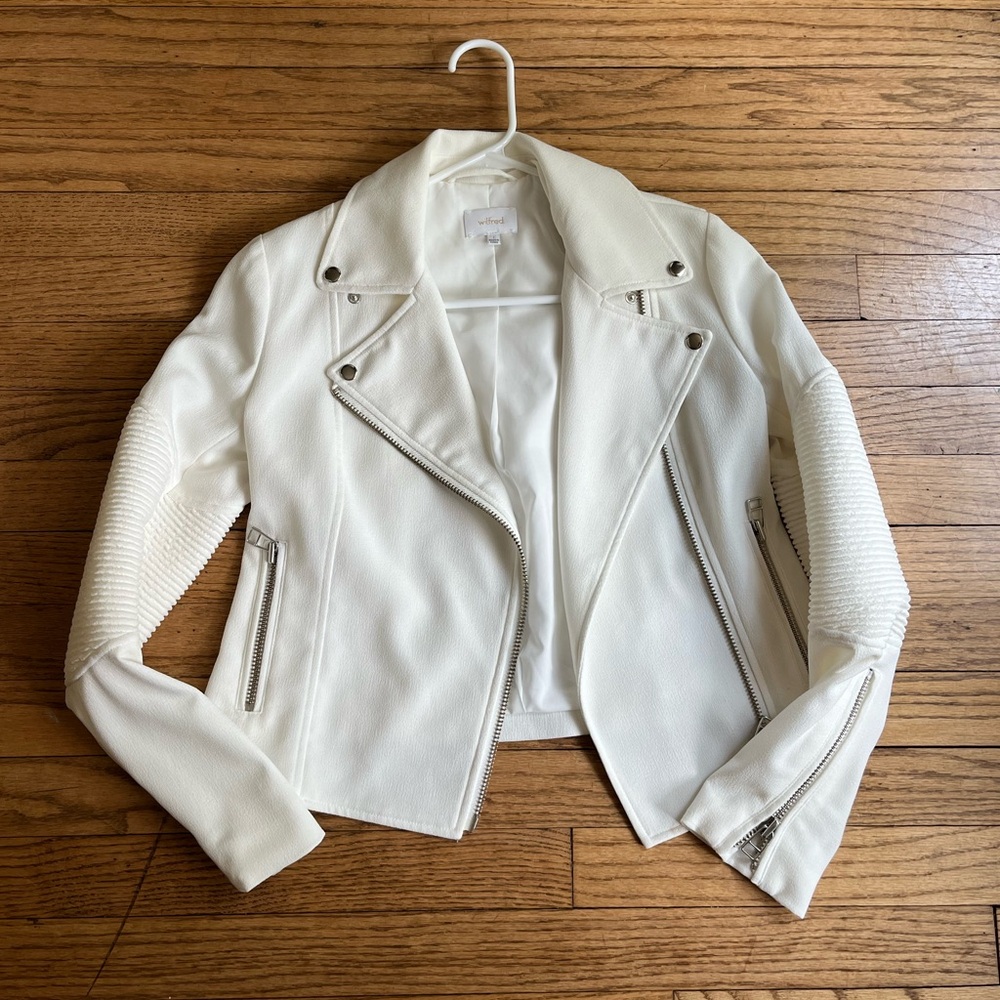 Aritzia white moto jacket
